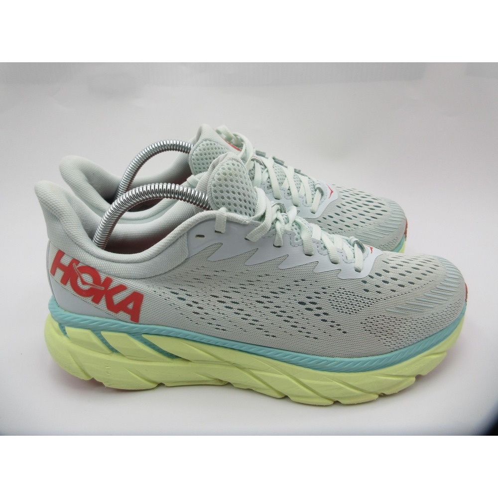 Hoka One One Clifton 7 Wide Shoes Womens Size 10.5 Blue Running Sneakers 1110535